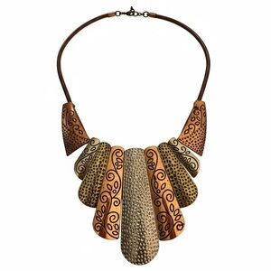 Tri-Color Metal Statement Necklace